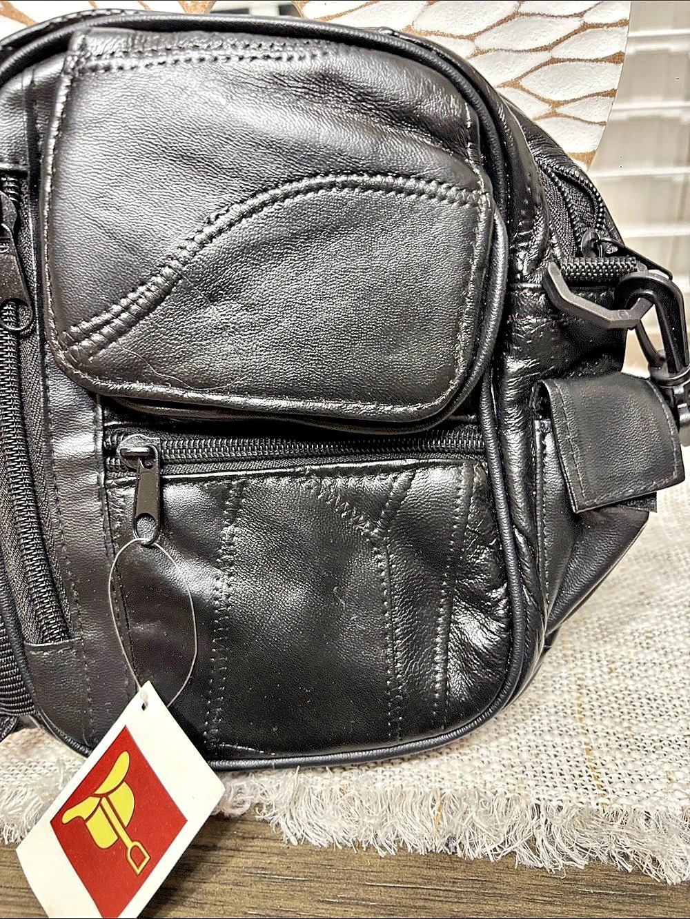 English Leather Black Leather Backpack
